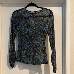 Marciano Blue and Gold Long Sleeve Blouse